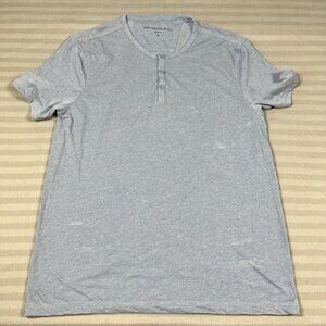 John Varvatos Shirt Mens Medium Gray Henley Short Sleeve Solid Peru Soft Tee